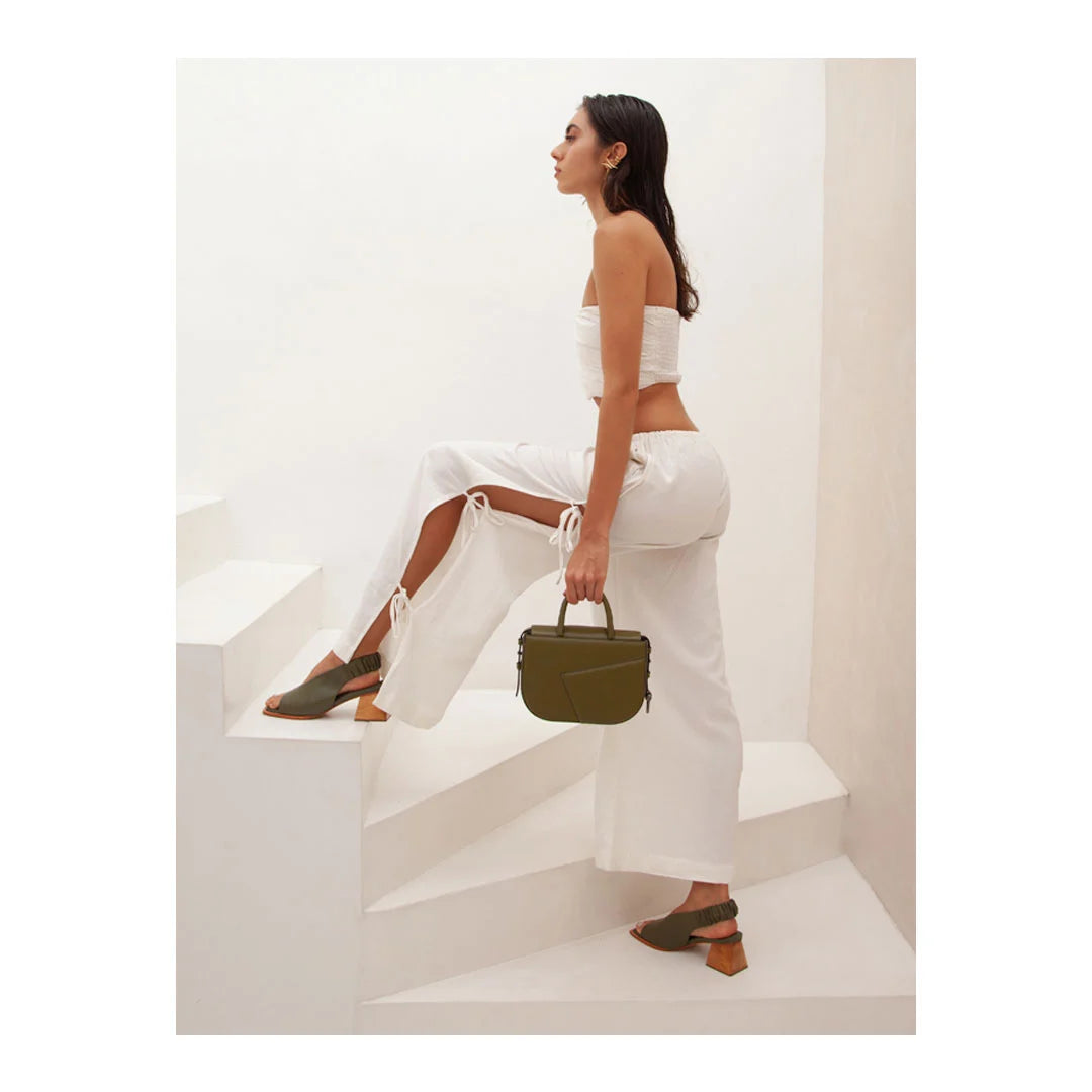 Sandália Justine Verde Chive & Bolsa Pape Verde Moss