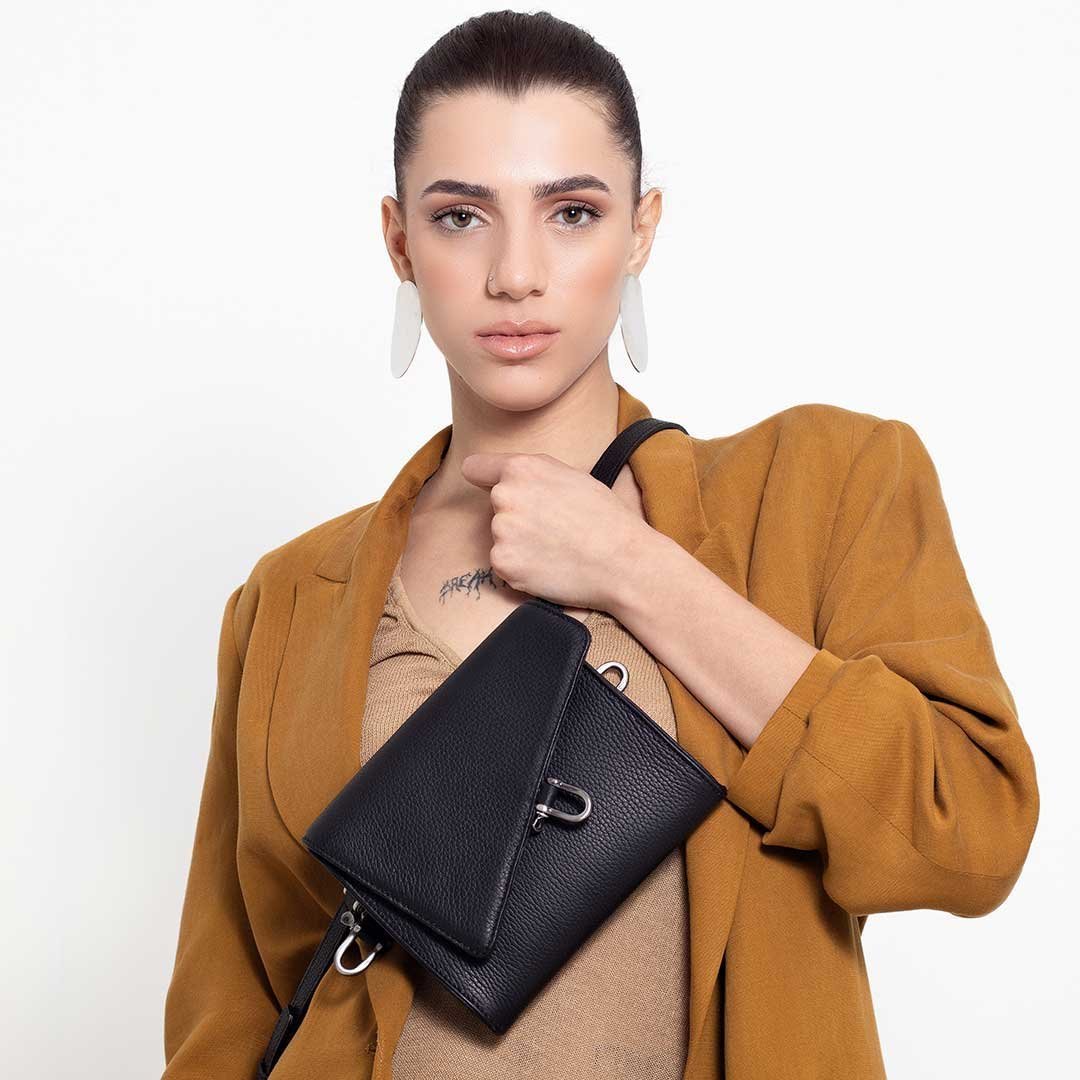 Belt Bag Diagonal Allblack - Atelier Soave